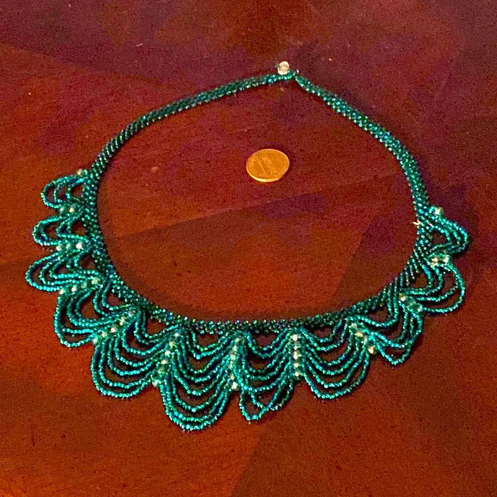 Teal beaded necklace